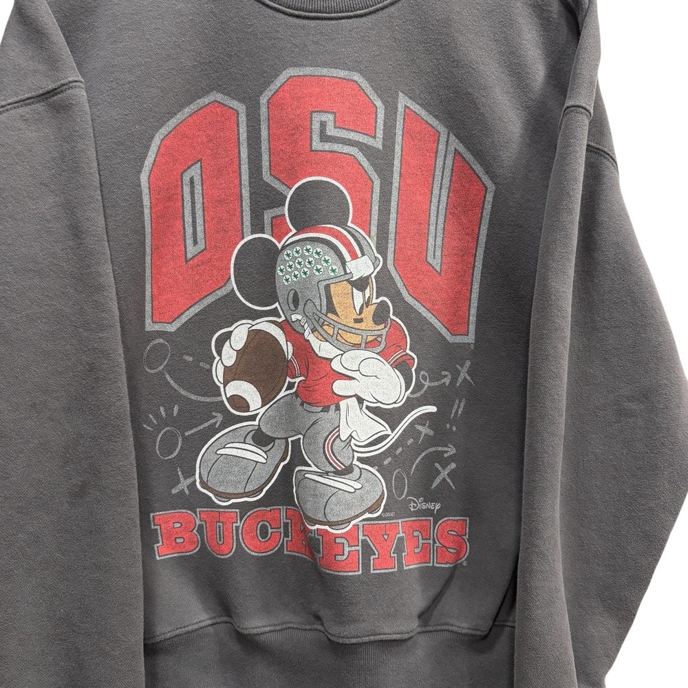 Hollister Blue 84 Ohio State OSU Buckeyes Mickey Mouse Sweatshirt Gray Mens S - Picture 3 of 7